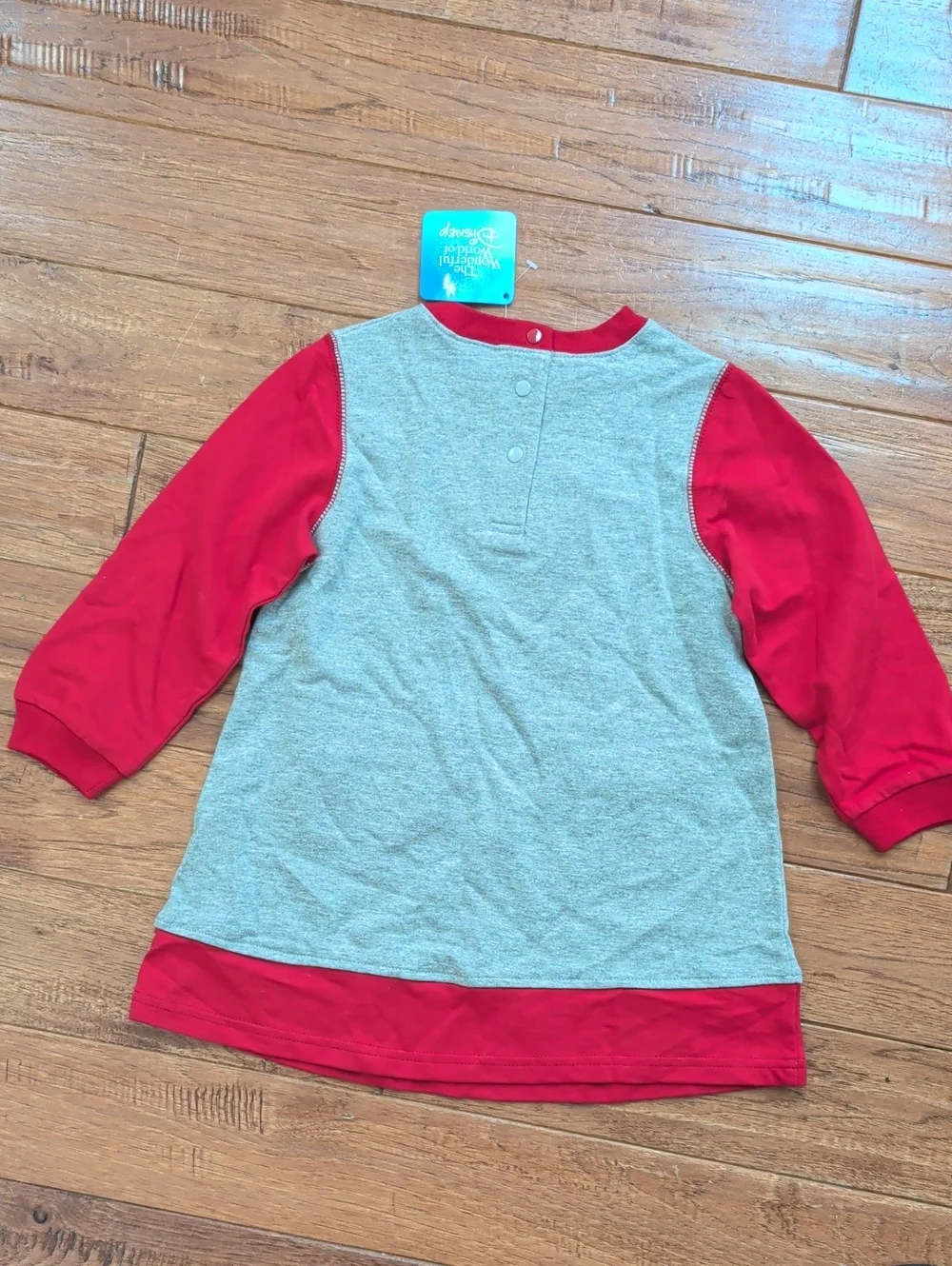 Disney Vintage Heather Gray & Red Baby/Toddler Dress with Character Pooh Patch